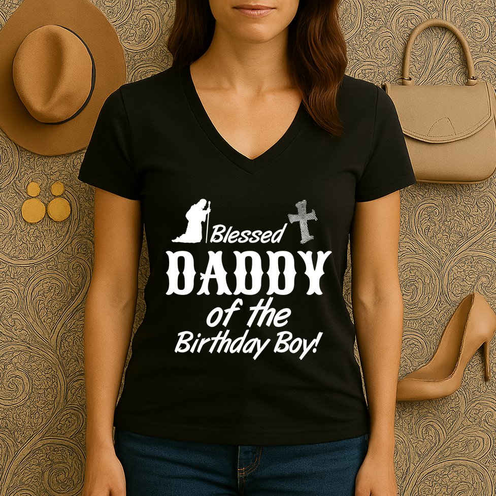 Blessed Daddy Of The Birthday Boy Women's V-Neck T-Shirt