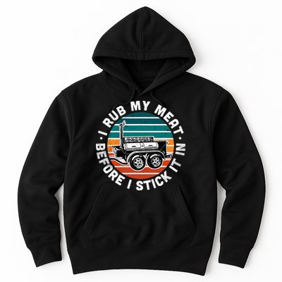 BBQ Dad Offset Smoker Pit Accessory I Rub My Meat Funny Text Hoodie