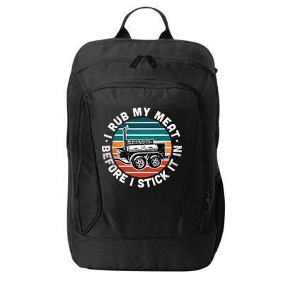 BBQ Dad Offset Smoker Pit Accessory I Rub My Meat Funny Text City Backpack