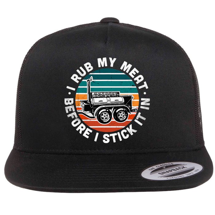 BBQ Dad Offset Smoker Pit Accessory I Rub My Meat Funny Text Flatbill Hat