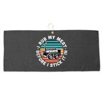BBQ Dad Offset Smoker Pit Accessory I Rub My Meat Funny Text Large Microfiber Waffle Golf Towel