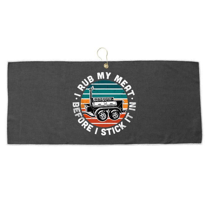 BBQ Dad Offset Smoker Pit Accessory I Rub My Meat Funny Text Large Microfiber Waffle Golf Towel