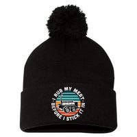 BBQ Dad Offset Smoker Pit Accessory I Rub My Meat Funny Text Pom Pom 12in Knit Beanie