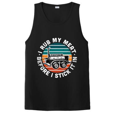 BBQ Dad Offset Smoker Pit Accessory I Rub My Meat Funny Text PosiCharge Competitor Tank