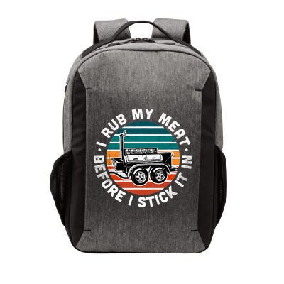 BBQ Dad Offset Smoker Pit Accessory I Rub My Meat Funny Text Vector Backpack
