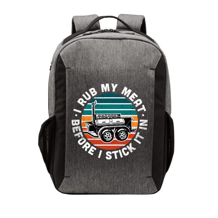 BBQ Dad Offset Smoker Pit Accessory I Rub My Meat Funny Text Vector Backpack