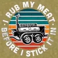 BBQ Dad Offset Smoker Pit Accessory I Rub My Meat Funny Text Garment-Dyed Women's Muscle Tee