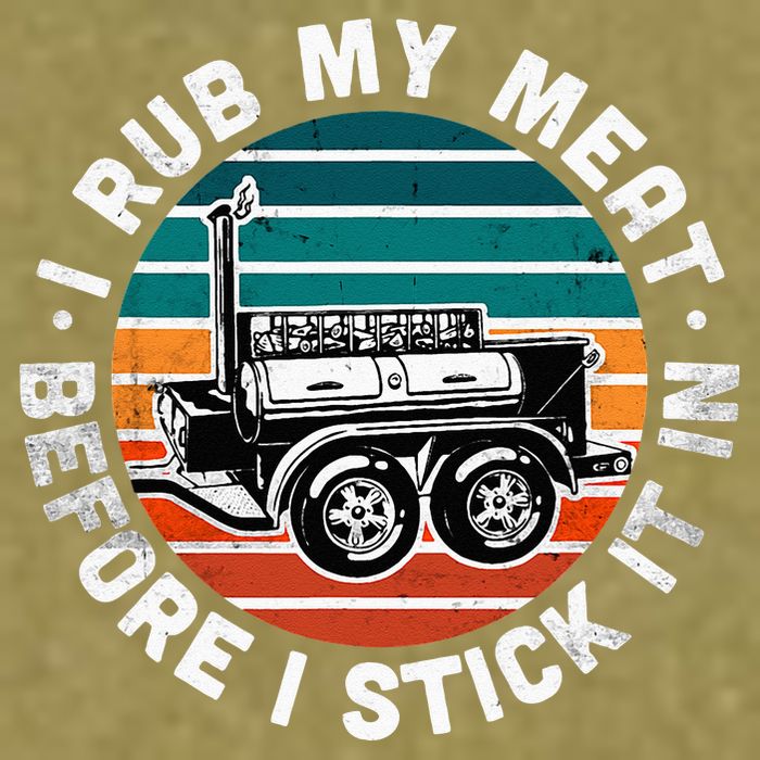 BBQ Dad Offset Smoker Pit Accessory I Rub My Meat Funny Text Garment-Dyed Women's Muscle Tee