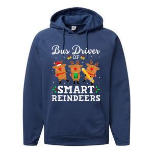 Bus Driver Of Smart Reindeers Bus Driver Christmas Ugly Performance Fleece Hoodie