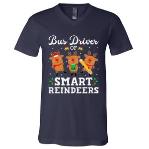 Bus Driver Of Smart Reindeers Bus Driver Christmas Ugly V-Neck T-Shirt