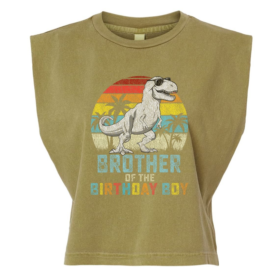 Brother Dinosaur Of The Birthday Matching Family Garment-Dyed Women's Muscle Tee