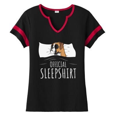 Boxer Dog Official Sleep Ladies Halftime Notch Neck Tee