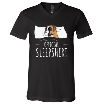 Boxer Dog Official Sleep V-Neck T-Shirt