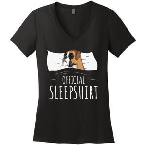 Boxer Dog Official Sleep Women's V-Neck T-Shirt