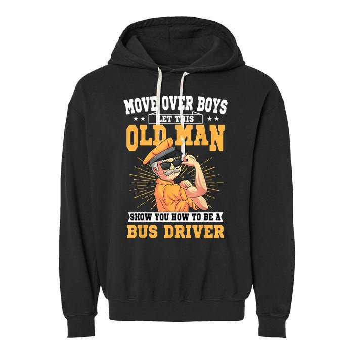 Bus Driver Old Operator Uniform Driving Shuttle Transit Garment-Dyed Fleece Hoodie