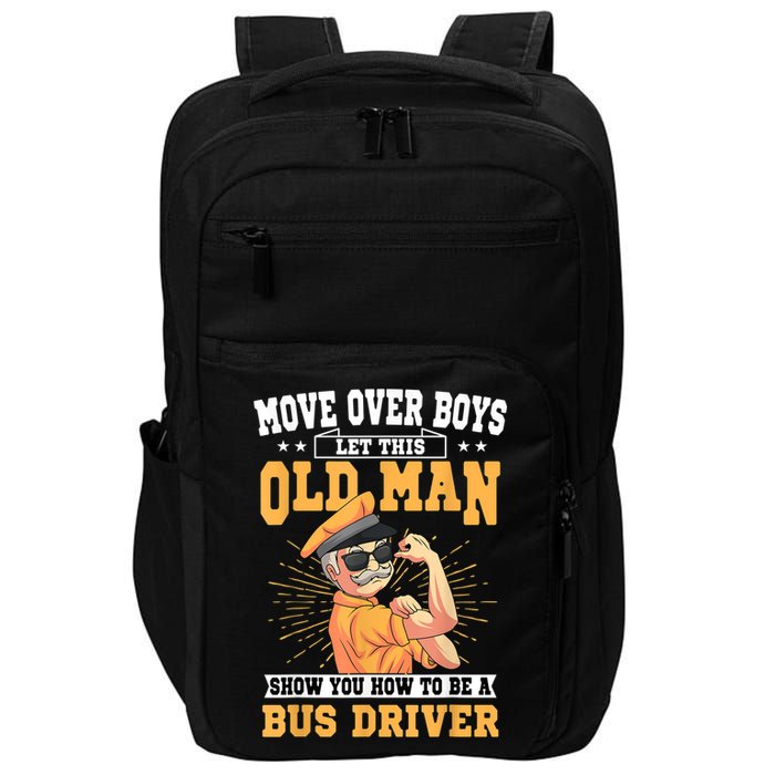 Bus Driver Old Operator Uniform Driving Shuttle Transit Impact Tech Backpack