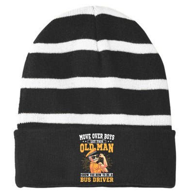 Bus Driver Old Operator Uniform Driving Shuttle Transit Striped Beanie with Solid Band