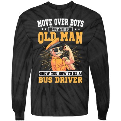 Bus Driver Old Operator Uniform Driving Shuttle Transit Tie-Dye Long Sleeve Shirt
