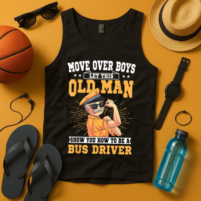 Bus Driver Old Operator Uniform Driving Shuttle Transit Tank Top