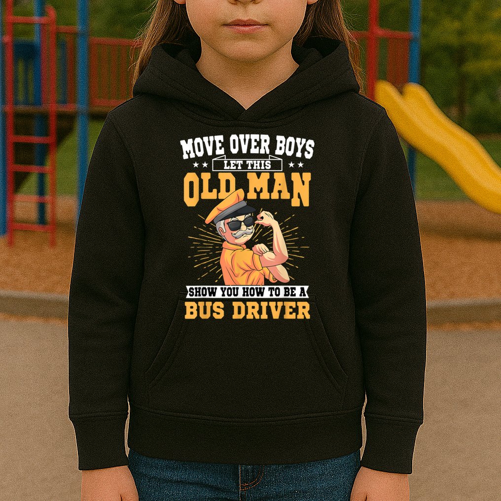Bus Driver Old Operator Uniform Driving Shuttle Transit Kids Hoodie