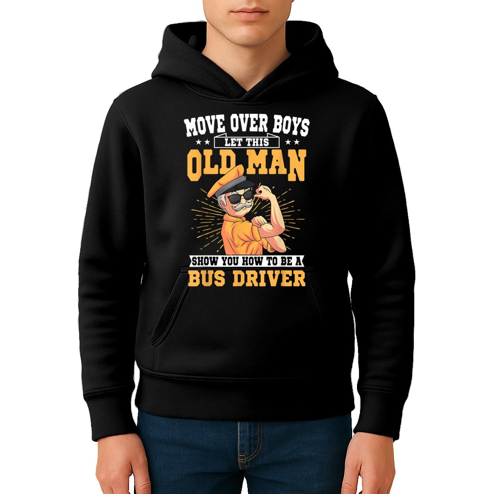 Bus Driver Old Operator Uniform Driving Shuttle Transit Kids Hoodie