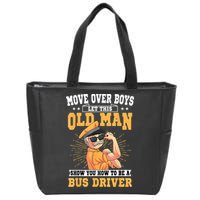 Bus Driver Old Operator Uniform Driving Shuttle Transit Zip Tote Bag