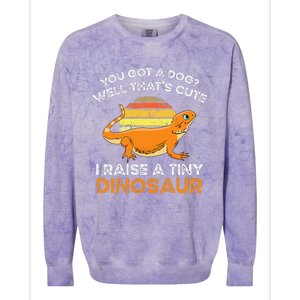 Bearded Dragon Owner I Raise A Tiny Dinosaur Bearded Dragon Colorblast Crewneck Sweatshirt