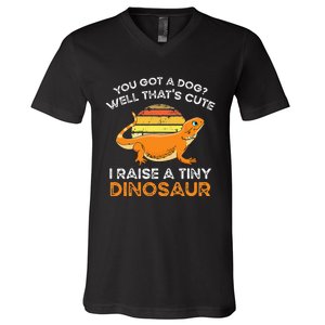 Bearded Dragon Owner I Raise A Tiny Dinosaur Bearded Dragon V-Neck T-Shirt