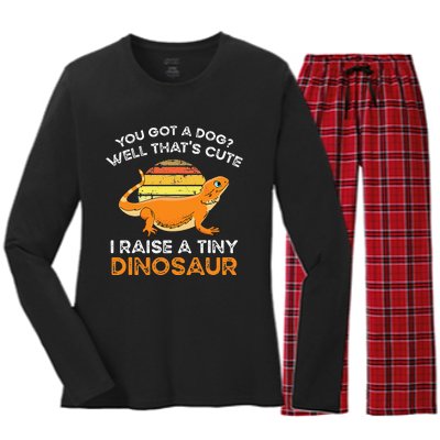 Bearded Dragon Owner I Raise A Tiny Dinosaur Bearded Dragon Women's Long Sleeve Flannel Pajama Set 