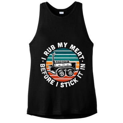 BBQ Dad Offset Smoker Pit Accessory I Rub My Meat Funny Text Ladies PosiCharge Tri-Blend Wicking Tank