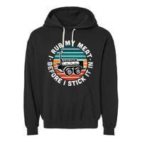BBQ Dad Offset Smoker Pit Accessory I Rub My Meat Funny Text Garment-Dyed Fleece Hoodie