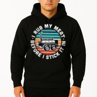 BBQ Dad Offset Smoker Pit Accessory I Rub My Meat Funny Text Hoodie
