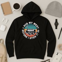 BBQ Dad Offset Smoker Pit Accessory I Rub My Meat Funny Text Hoodie