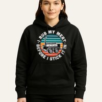 BBQ Dad Offset Smoker Pit Accessory I Rub My Meat Funny Text Hoodie