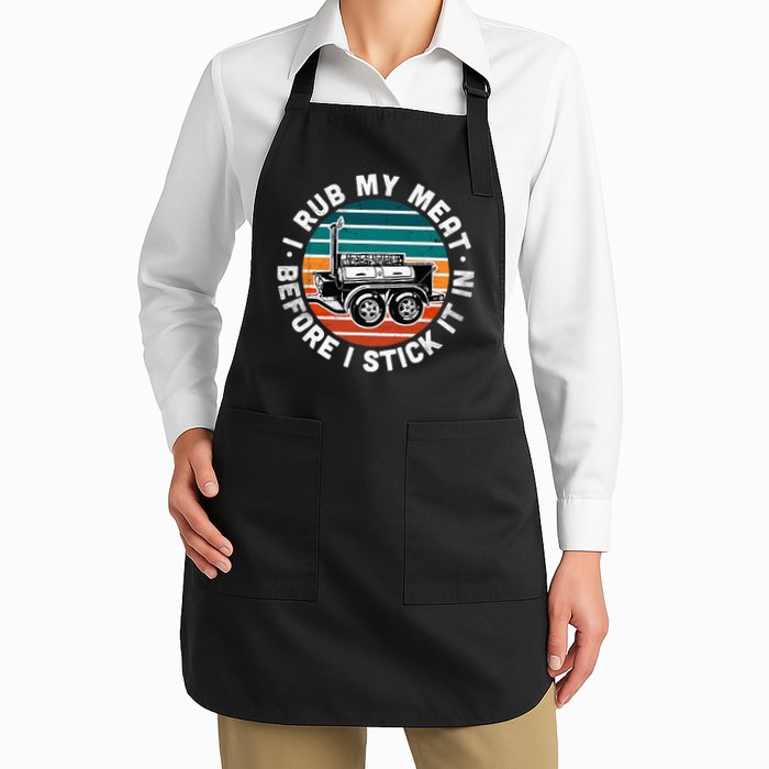 BBQ Dad Offset Smoker Pit Accessory I Rub My Meat Funny Text Apron