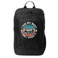 BBQ Dad Offset Smoker Pit Accessory I Rub My Meat Funny Text City Backpack