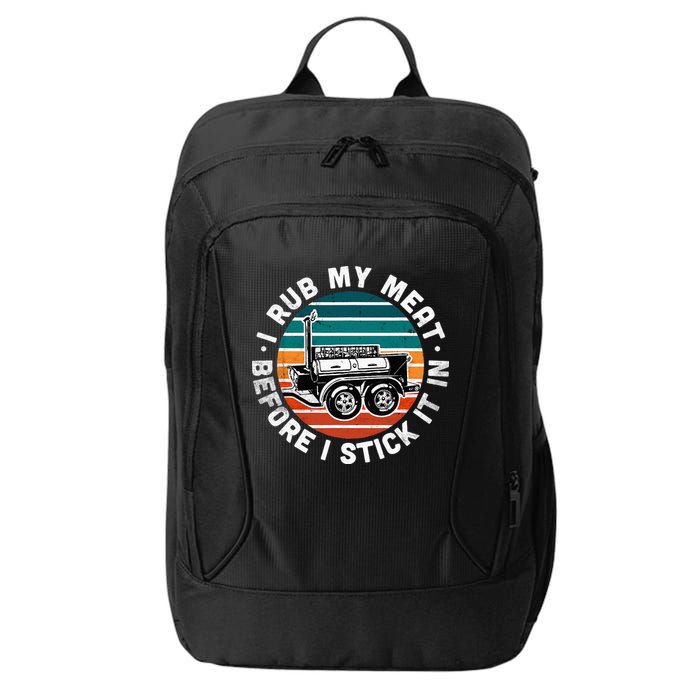 BBQ Dad Offset Smoker Pit Accessory I Rub My Meat Funny Text City Backpack