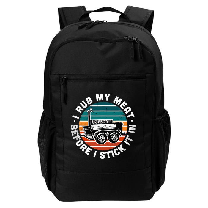 BBQ Dad Offset Smoker Pit Accessory I Rub My Meat Funny Text Backpack