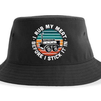 BBQ Dad Offset Smoker Pit Accessory I Rub My Meat Funny Text Sustainable Bucket Hat