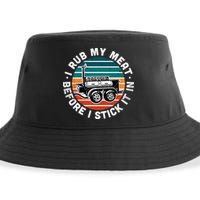 BBQ Dad Offset Smoker Pit Accessory I Rub My Meat Funny Text Sustainable Bucket Hat