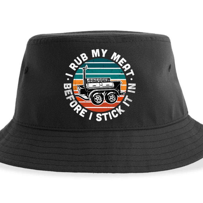 BBQ Dad Offset Smoker Pit Accessory I Rub My Meat Funny Text Sustainable Bucket Hat
