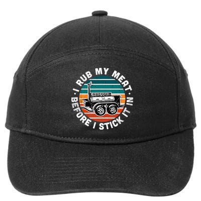 BBQ Dad Offset Smoker Pit Accessory I Rub My Meat Funny Text 7-Panel Snapback Hat