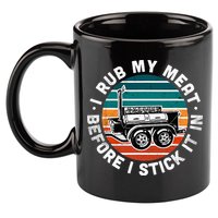 BBQ Dad Offset Smoker Pit Accessory I Rub My Meat Funny Text 11oz C Handle Ceramic Mug