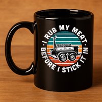 BBQ Dad Offset Smoker Pit Accessory I Rub My Meat Funny Text 11oz C Handle Ceramic Mug