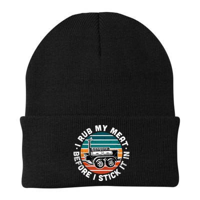BBQ Dad Offset Smoker Pit Accessory I Rub My Meat Funny Text Beanie