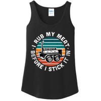 BBQ Dad Offset Smoker Pit Accessory I Rub My Meat Funny Text Ladies Essential Tank