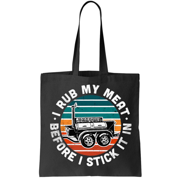 BBQ Dad Offset Smoker Pit Accessory I Rub My Meat Funny Text Bag