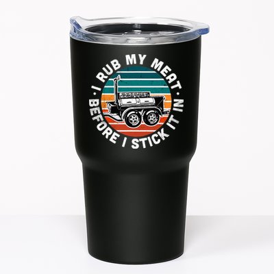 BBQ Dad Offset Smoker Pit Accessory I Rub My Meat Funny Text Tumbler
