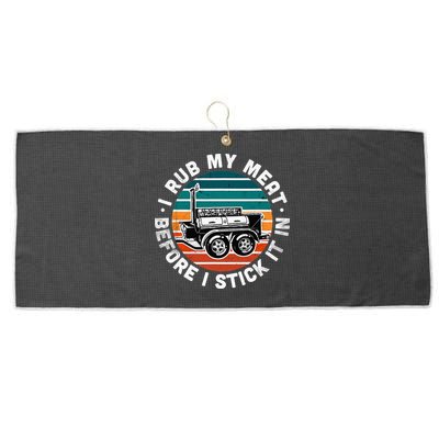 BBQ Dad Offset Smoker Pit Accessory I Rub My Meat Funny Text Large Microfiber Waffle Golf Towel