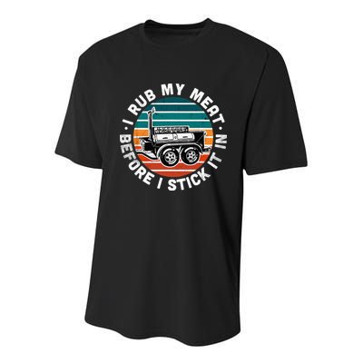 BBQ Dad Offset Smoker Pit Accessory I Rub My Meat Funny Text Youth Performance Sprint T-Shirt